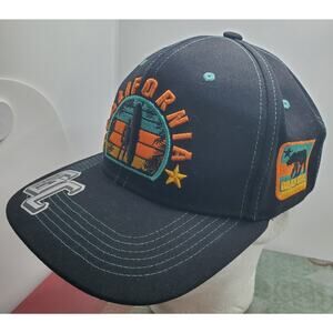 California Colorful Embroidered Dbl Patch GC Peak Performance Snapback Hat